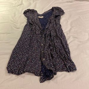 Demin and Supply Ralph Lauren Flowery Navy Blue Maxi Dress (Size L)